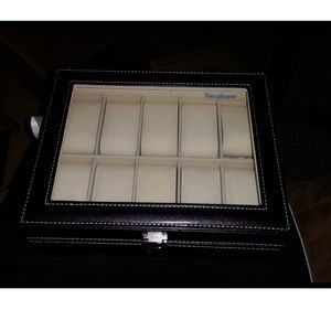 NEW MENS LEATHER 10 SLOT ORGANIZER WATCH BOX